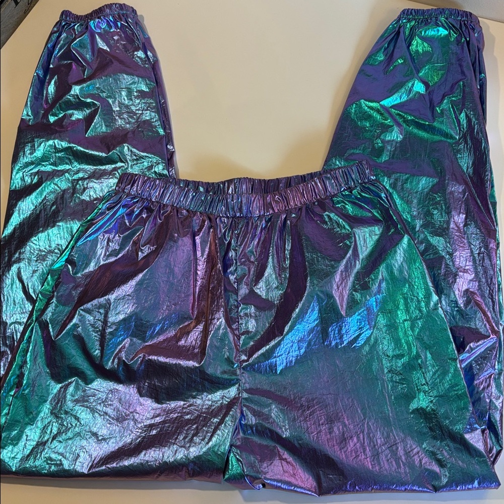SHEIN Metallic wind Pants sz M